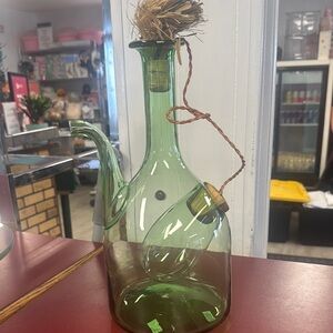 Vintage Green Glass Wine Decanter